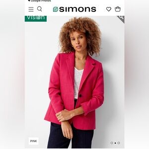 NWT Simons Textured single-button blazer Women's Pink